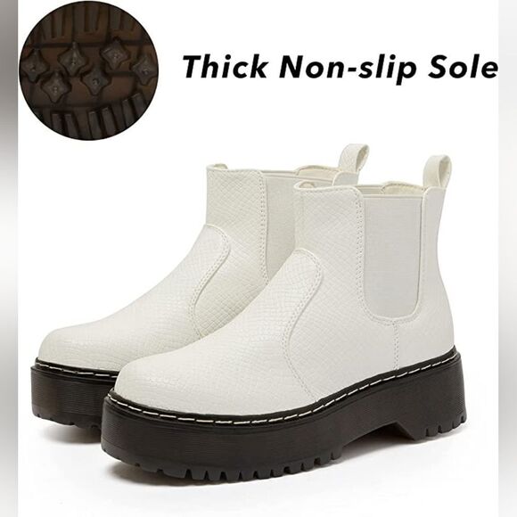 (80-4070) Katliu Women's Platform Ankle Boots Chelsea Sz 9 - Picture 6 of 12